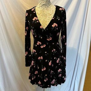H&M Black Dress with Pink Floral Print
